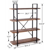 4-Shelf Modern Style Bookshelf with Shelves and Metal Frame of Open Bookcases Furniture for Home Office