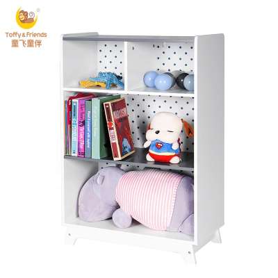 Toffy & Friends kids wooden bookshelf storage cabinet white gray