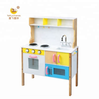 Toffy & Friends Wooden kids pretend play kitchen cabinet