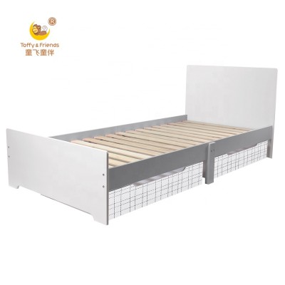 Toffy & Friends Teenager wooden bed kids bed with drawers white gray