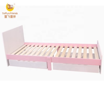 Toffy & Friends Teenager wooden bed girl bed with drawers white pink