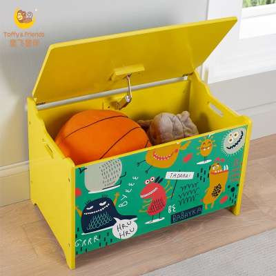 Toffy & Friends Kid's Monsters Wooden Storage Toy Box with Lid