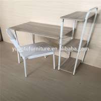 metal frame wooden top children study table with bookcase