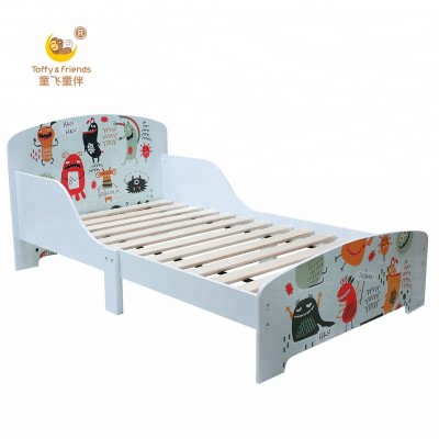 Toffy & Friends Wooden kids toddler bed children bed in Monster design light blue white