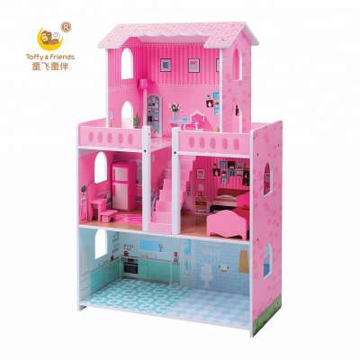 Toffy & Friends Wooden kids pretend role play dollhouse