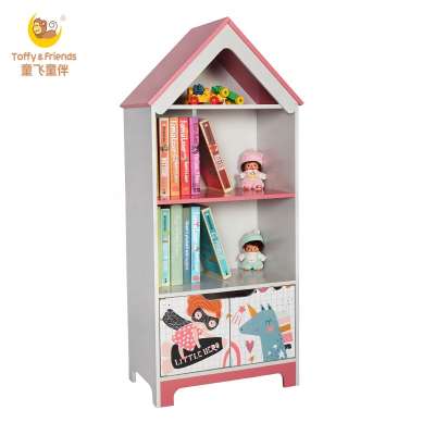 Toffy & Friends kids wooden house-shaped storage children cabinet bookshelf in Super Girl design