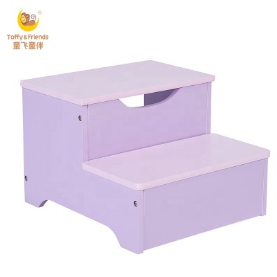 Toffy & Friends kids wooden step stool in Macaron solid color