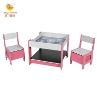 Toffy & Friends kids wooden functional play table chairs set with storage space