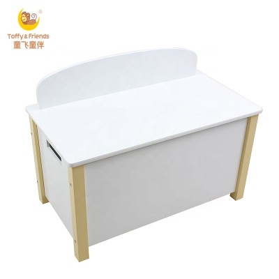 Toffy & Friends kids wooden toy storage chest toy box white solid color