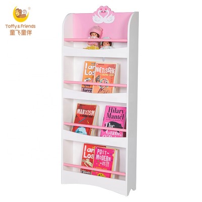 Toffy & Friends kids wooden bookshelf magazine shelf in Swan design