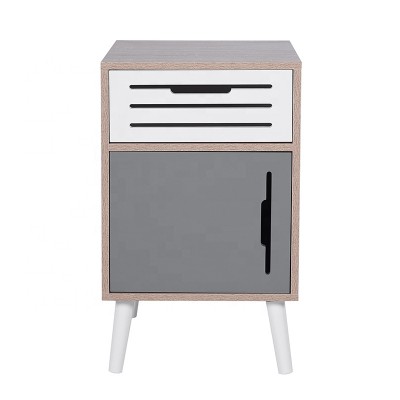 mordern wooden side table end table storage cabinet