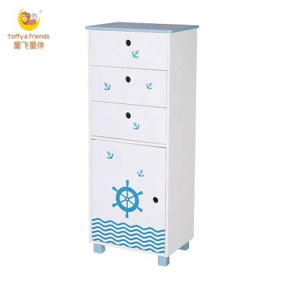 Toffy & Friends kids wooden storage cabinet with large drawers in Sailing designs