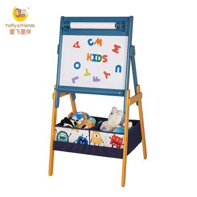 Toffy & Friends kids wooden standing magnetic painting easel with storage in Monster  design