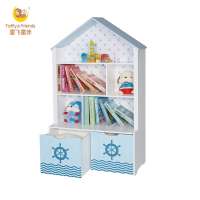 Toffy & Friends kids wooden storage cabinet house-shaped bookshelf with large drawers