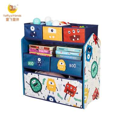 Toffy & Friends children storage organizer with fabric cubes in Monster design